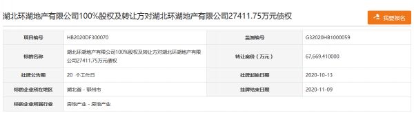 湖北联投控股拟6.77亿元转让环湖地产100%股权及2.74亿元债权-中国网地产