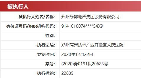 郑州绿都地产被列为执行人 执行标的2.28万元-中国网地产