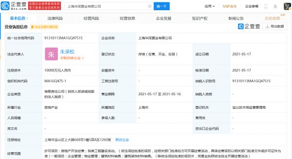 大華集團(tuán)成立上海華深置業(yè) 注冊資本1億元-中國網(wǎng)地產(chǎn)