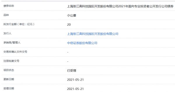 张江高科20亿元小公募公司债券获上交所受理-中国网地产