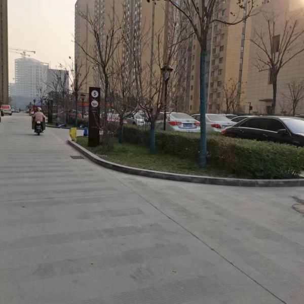 小区中央绿化带北侧是唯一一条干净的道路。石青玲/摄