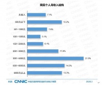CNNIC报告:20.8%的网民月收入1000元以下