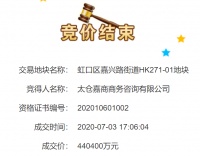 上海虹口HK271-01地块44.04亿元花落招商蛇口 溢价率28.4%