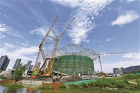 杭州"国球中心"主体落成 大运河亚运公园明年3月交付验收