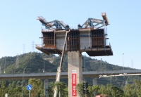 台州轻轨S1线新进度!最大跨径连续梁首个T构完成挂篮安装