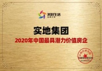 积极拿地 实地集团荣获&ldquo;2020年中国最具潜力价值房企