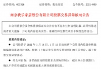 股价再次闪崩,我乐家居股份有限公司股票交易又出现异常