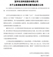 *ST宜生:关于立案调查进展情况暨风险提示公告