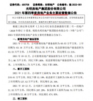 光明地产2021年签约金额同比降9.14% 第四季度降超四成