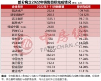 2022年1-11月典型房企销售目标完成率排行榜