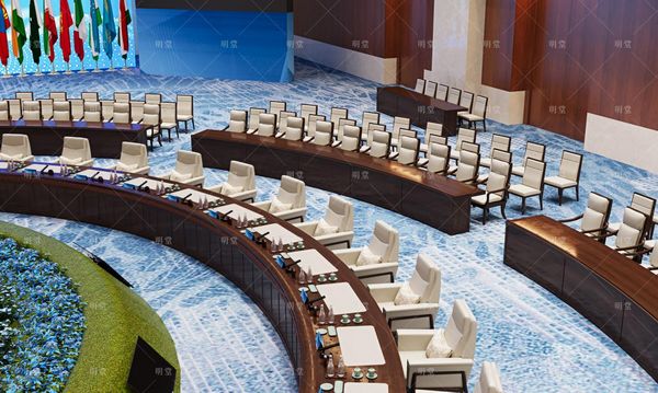 上合峰會主會場會議桌效果圖